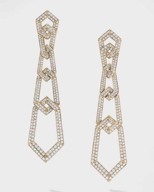 David Yurman Carlyle Linked Drop Earrings with Diamonds in 18K Gold 18mm 2.9L