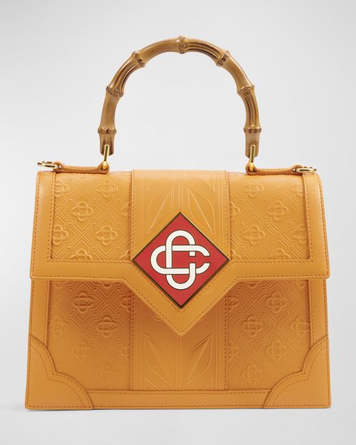 Casablanca Jeanne Monogram-Embossed Leather Top-Handle Bag