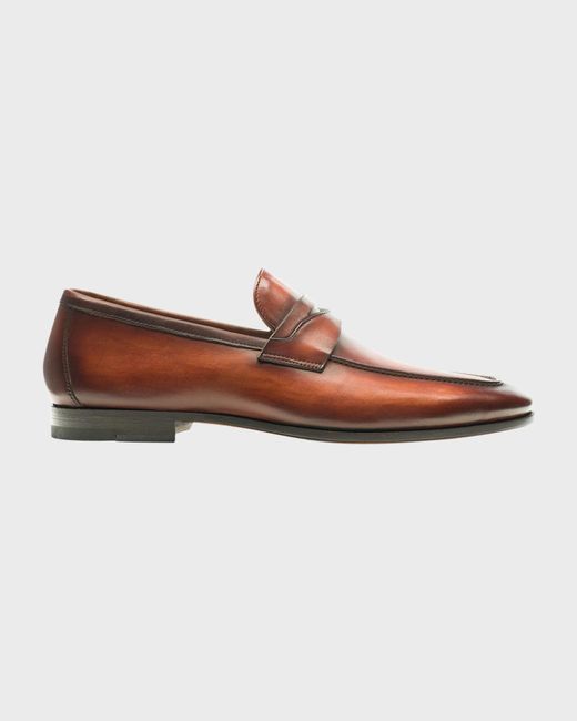Magnanni Suede and Leather Penny Loafers