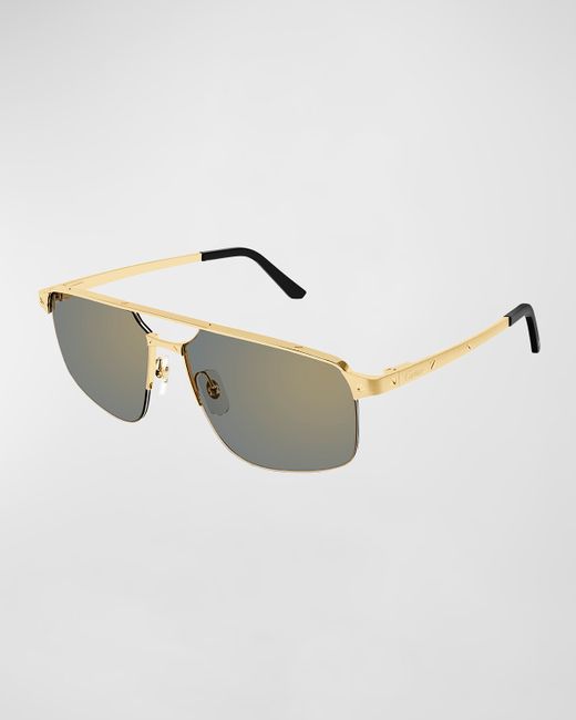 Cartier Square Rimless Metal Sunglasses