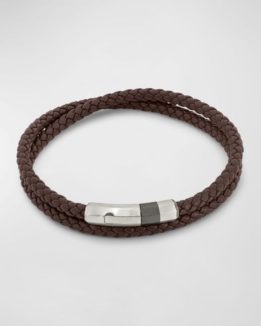 Tateossian Woven Leather Wrap Bracelet