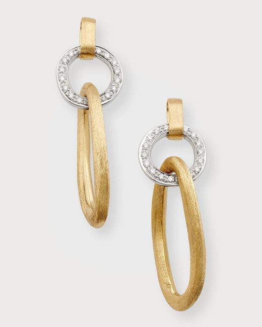 Marco Bicego 18K Yellow and Gold Hoop Drop Earrings with Diamonds