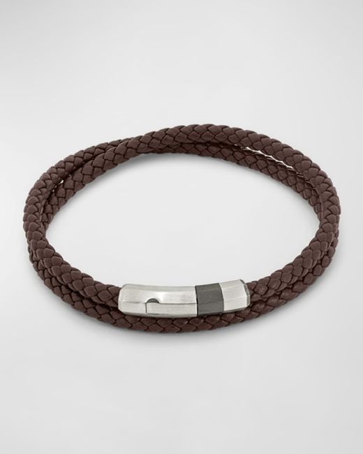 Tateossian Woven Leather Wrap Bracelet