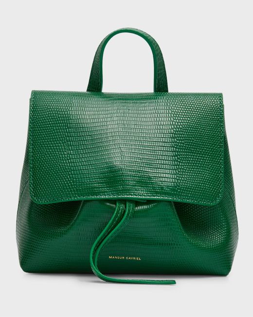 Mansur Gavriel Mini Lady Lizard-Embossed Top-Handle Bag