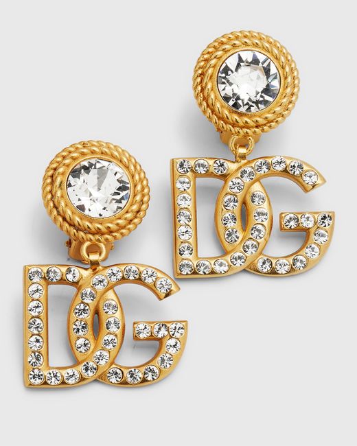 Dolce & Gabbana Crystal Logo Clip-On Earrings