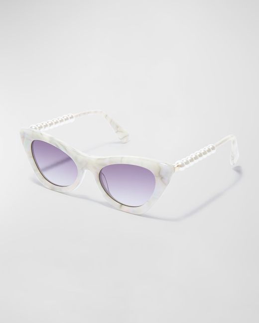 Lele Sadoughi Downtown Pearly Acetate Cat-Eye Sunglasses