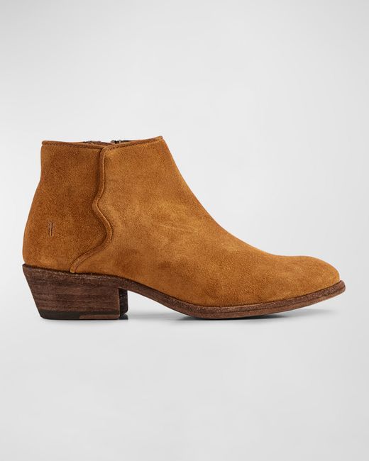 Frye Carson Suede Piping Zip Booties