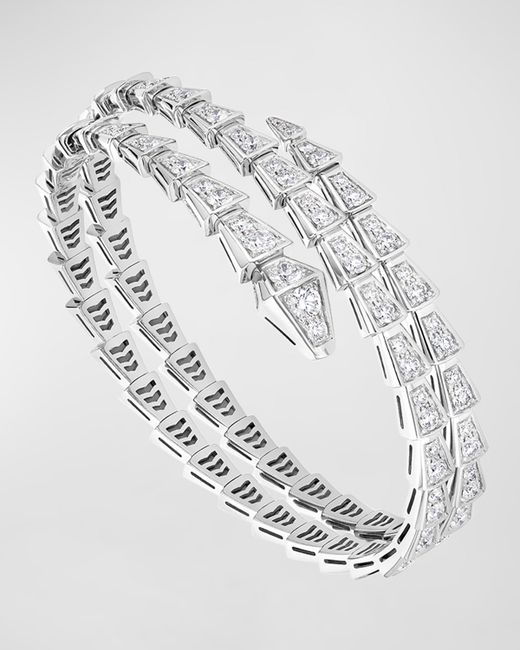 Bvlgari Serpenti Viper 2-Coil Bracelet in 18k Gold and Diamonds S