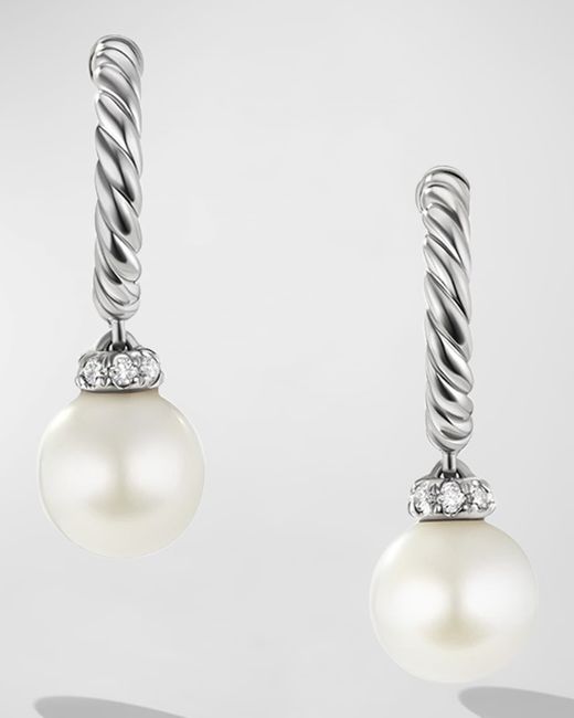 David Yurman Pearl and Pave Solari Drop Earrings with Diamonds in 0.75L