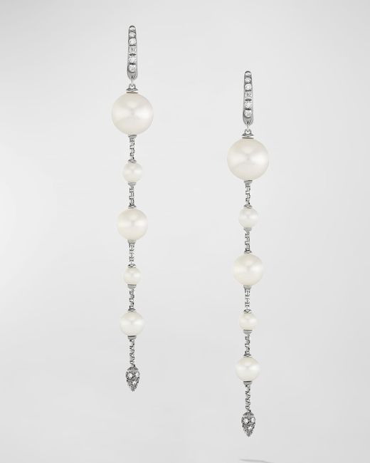 David Yurman Pearl and Pave Drop Earrings with Diamonds in 10mm 3.45L