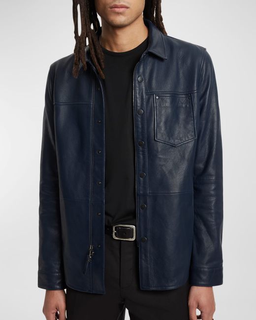 John Varvatos Leather Zip and Snap Jacket