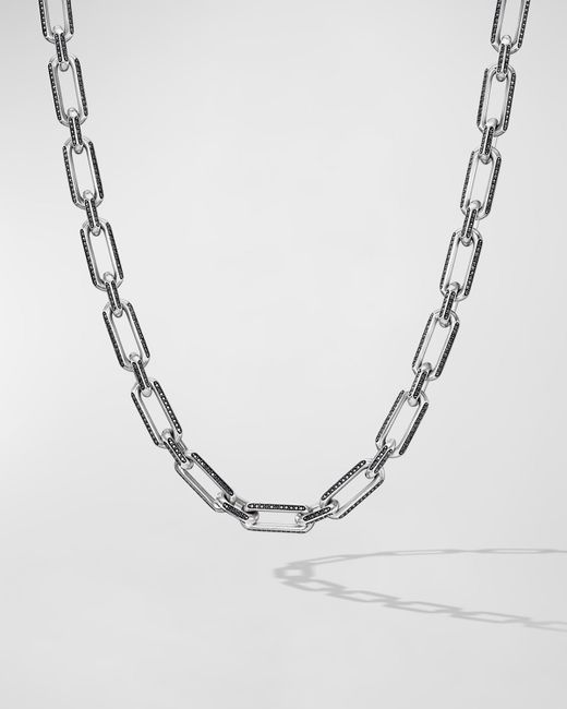 David Yurman Linked Chain Necklace with Black Diamonds in 8.5mm