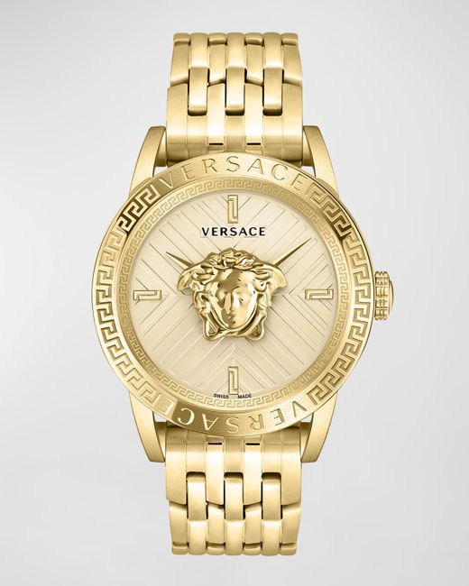 Versace V-Code Medusa Head IP Yellow Bracelet Watch 43mm