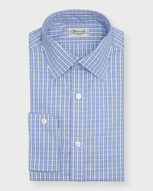 Charvet Cotton Micro-Plaid Dress Shirt