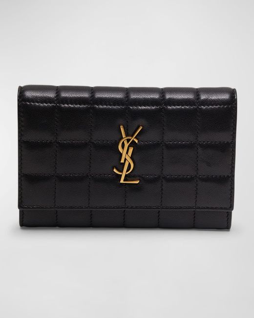 Saint Laurent YSL Monogram Small Quilted Leather Wallet