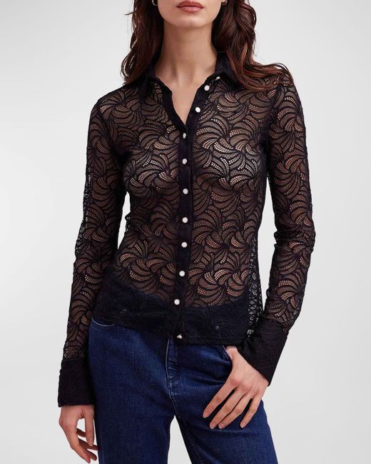 Anne Fontaine Atelier Button-Down Lace Shirt