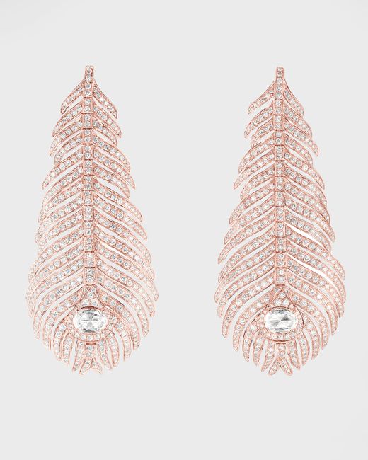 Boucheron Plume de Paon Diamond Pendant Earrings in 18K Gold