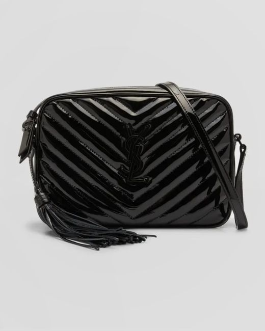 Saint Laurent Lou Medium Quilted Patent Leather Camera Bag