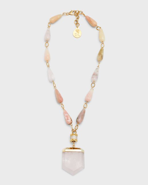 Devon Leigh Opal and Rose Quartz Pendant Necklace