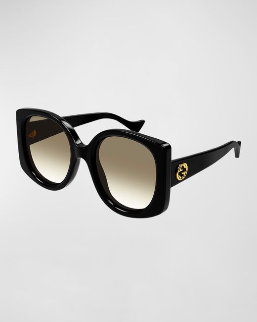 Gucci Raised Interlocking GG Acetate Butterfly Sunglasses