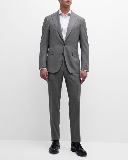 Canali Micro-Geometric Wool Suit