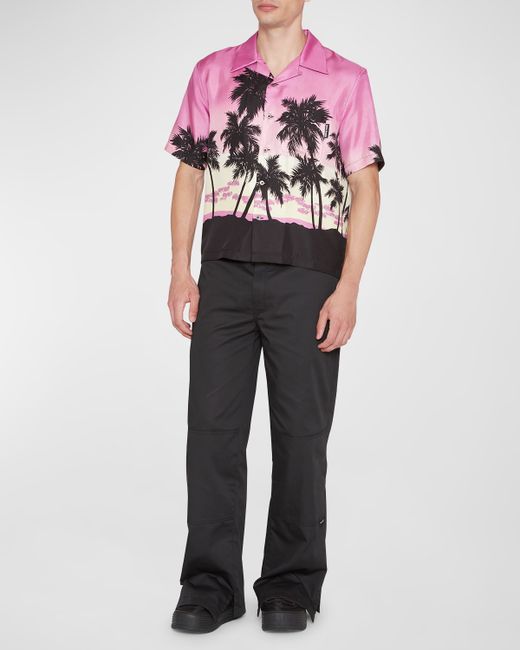 Palm Angels Sunset Silk Bowling Shirt