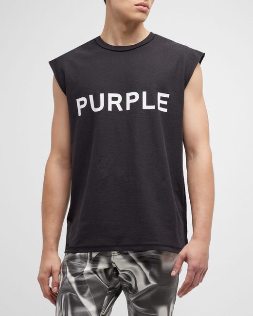 Purple Textured Jersey Sleeveless T-Shirt