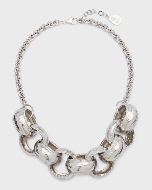 Devon Leigh Rhodium Mongolian Chain Necklace