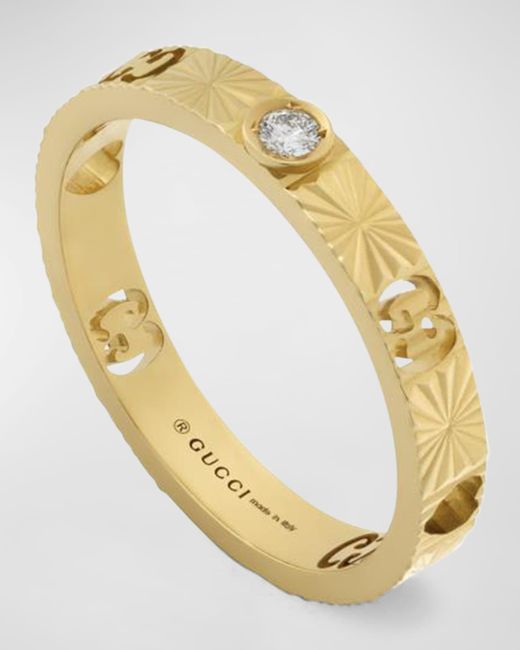 Gucci 18k Yellow Icon Diamond Heart Ring