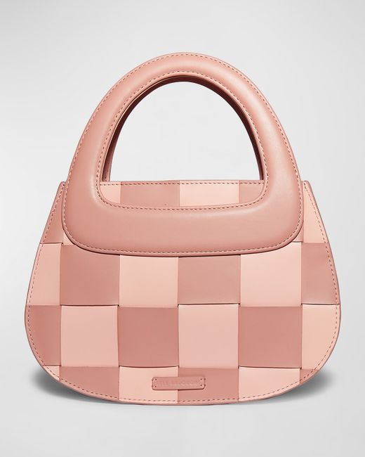 Lele Sadoughi Carla Checkered Leather Top-Handle Bag