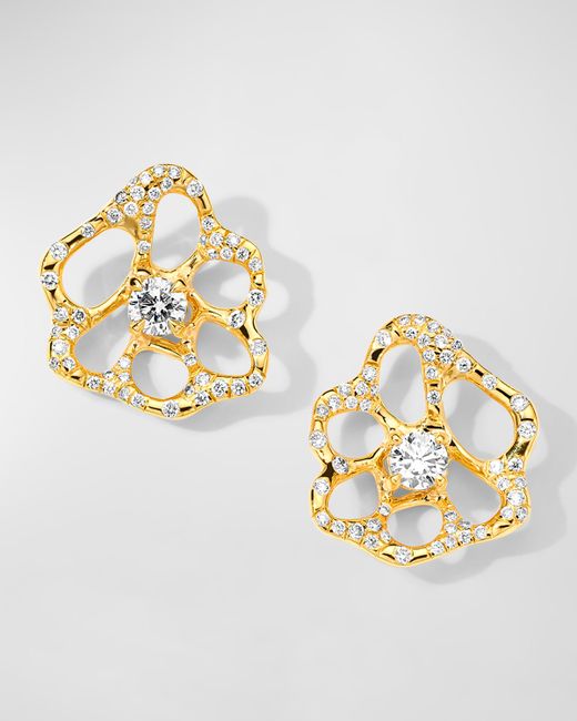 Ippolita 18K Stardust Drizzle Small Flower Stud Earrings with Round Brilliant-Cut Diamonds