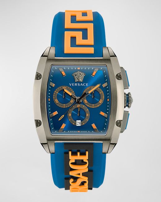 Versace Dominus IP Gunmetal Silicone Strap Watch 42mm