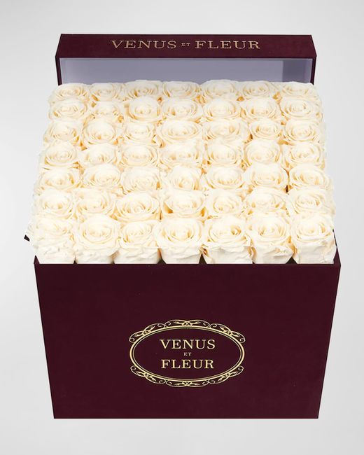 Venus Et Fleur Large Square Blush Roses Merlot Suede Bouquet