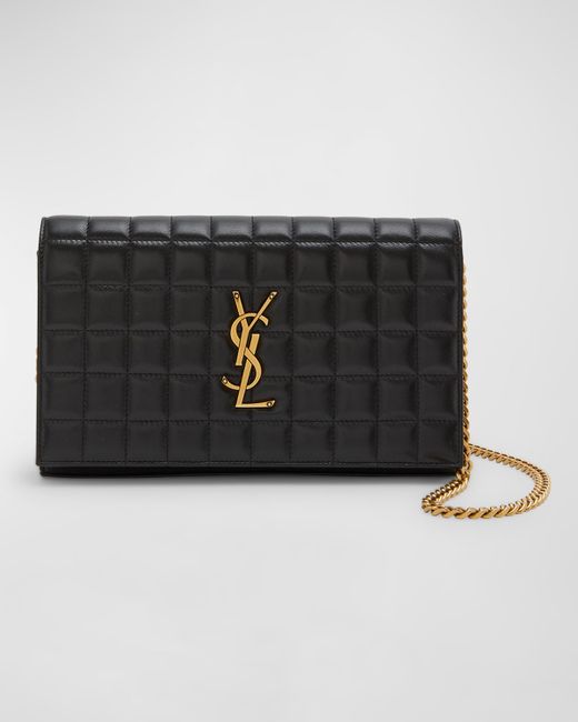 Saint Laurent Cassandra Quilted Lambskin Leather Wallet On Chain