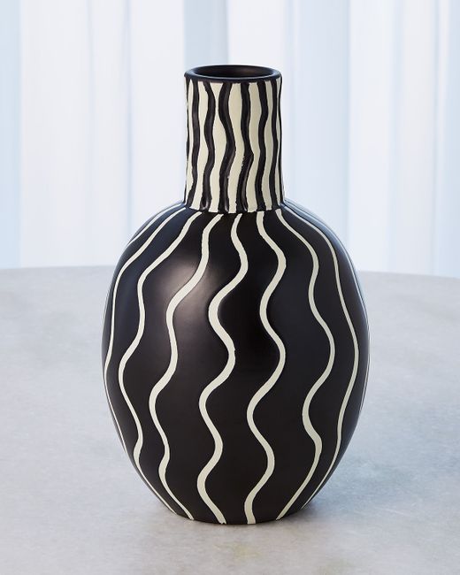 Global Views Graphic Gourd Vase Black/