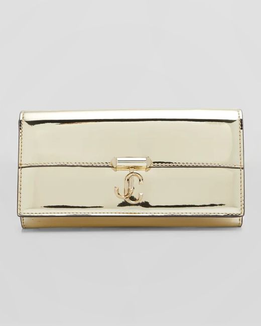 Jimmy Choo Varenne Metallic Patent Wallet with Chain Strap