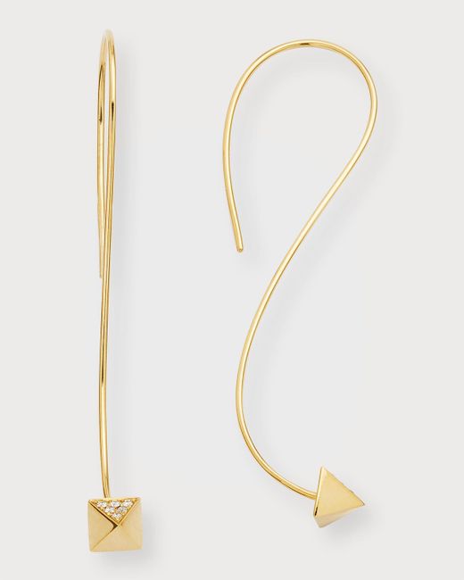 Peruffo 18K Gold Diamond Square Threader Earrings