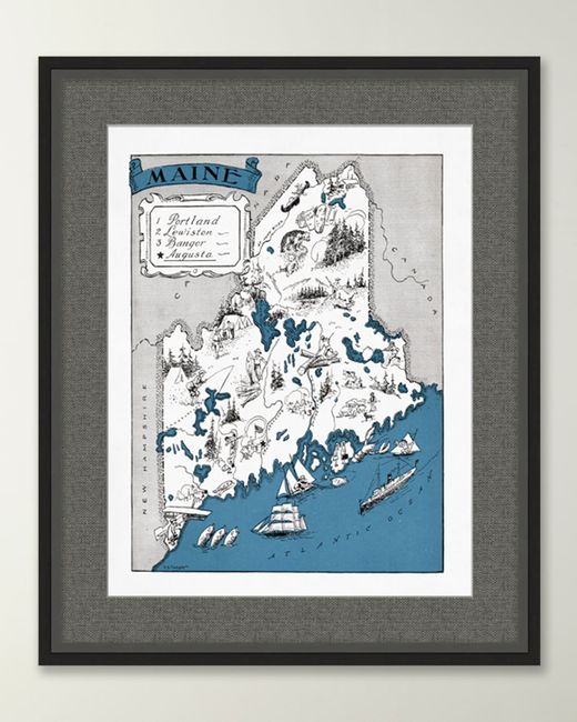 Wendover Art Group Pictorial Map of Maine