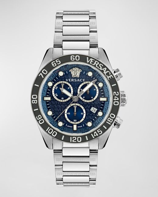 Versace Greca Dome Chronograph Stainless Steel Bracelet Watch 43mm