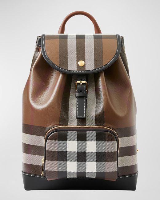 Burberry Check Flap Drawstring Backpack