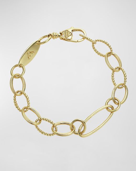 Lagos 18k Gold Caviar Oval Link Bracelet 7