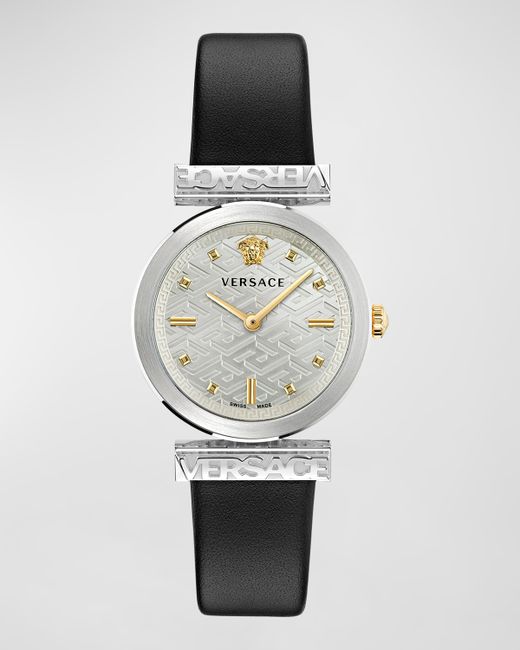 Versace 34mm Regalia Watch with Leather Strap Black