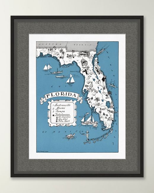 Wendover Art Group Pictorial Map of Florida