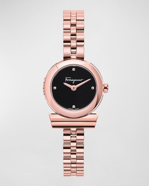 Ferragamo 22.5mm Gancino Watch with Bracelet Strap and Diamonds Black