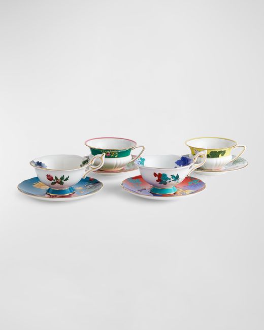 Wedgwood Wonderlust Teacups Saucers Set of 4