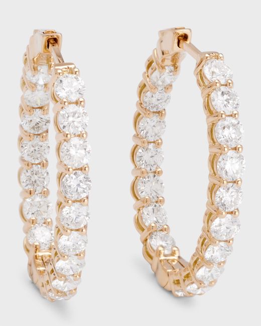 Neiman Marcus Diamonds 18K Gold Diamond Oval Hoop Earrings 5.1tcw