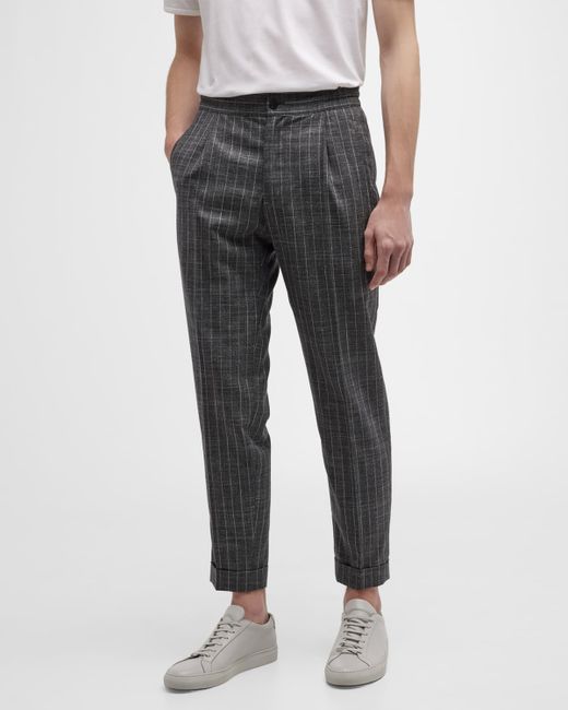 Knt Stripe Pleated Trousers