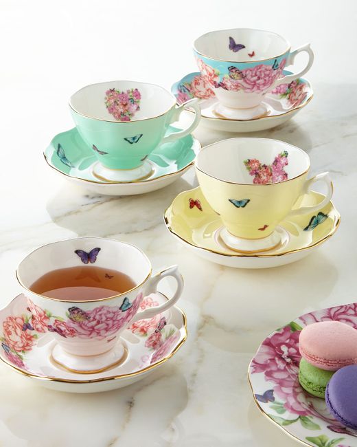 Miranda Kerr for Royal Albert Teacups Saucers Set of 4
