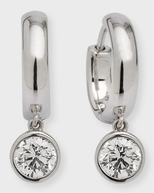 Neiman Marcus Diamonds 18K Gold Bezel Diamond Huggie Earrings