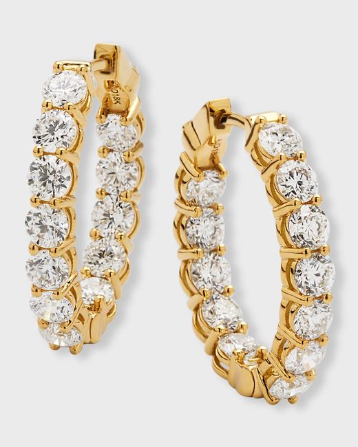 Neiman Marcus Diamonds 18K Gold Diamond Oval Hoop Earrings 3.6tcw